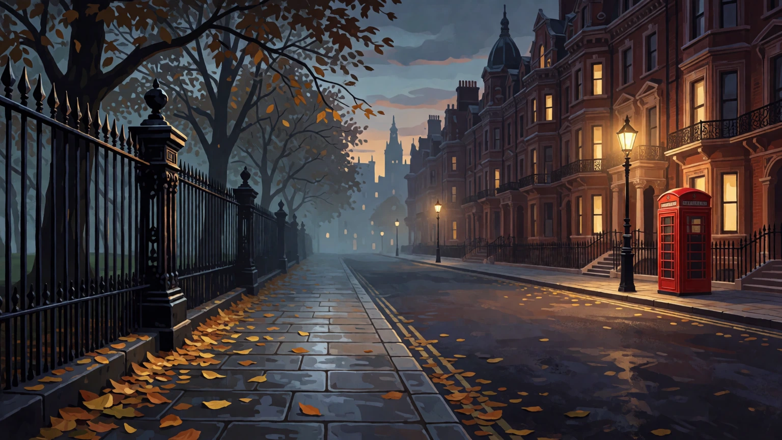 Pintura Digital en Perspectiva Calle Victoriana