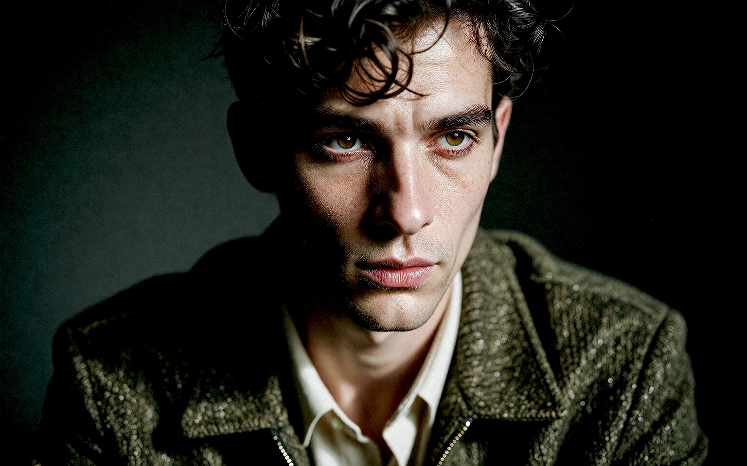 Editorial portrait of a man in an olive jacket