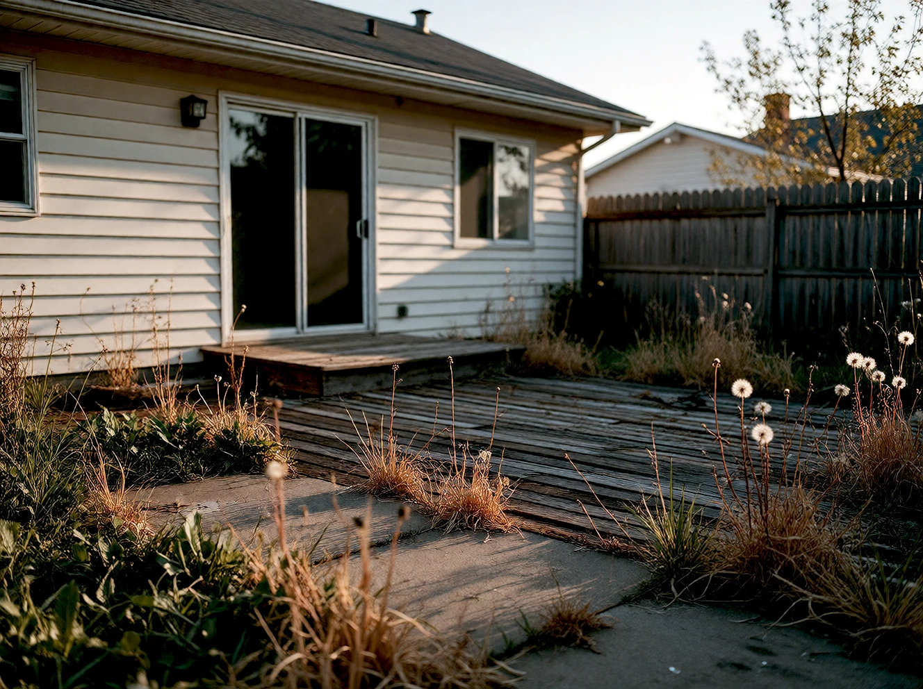 Empty stone patio