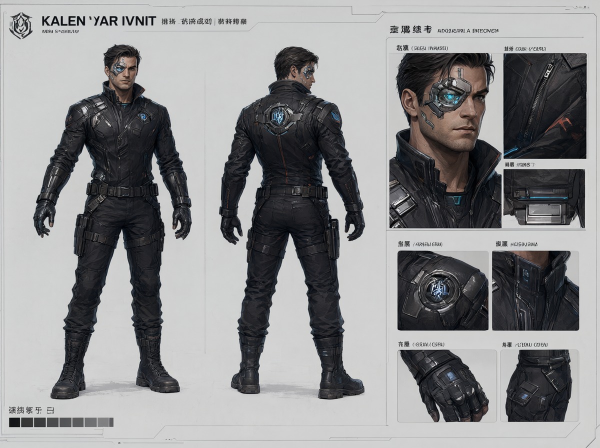 Character sheet design of Kaelen Vane