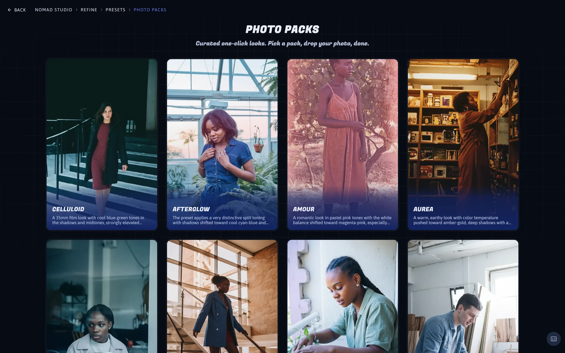 Photo looks displayed in the Nomad Studio interface